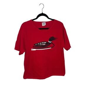 Vintage Red Lake Canada Gaziani Tee — Women’s XL — Made in USA